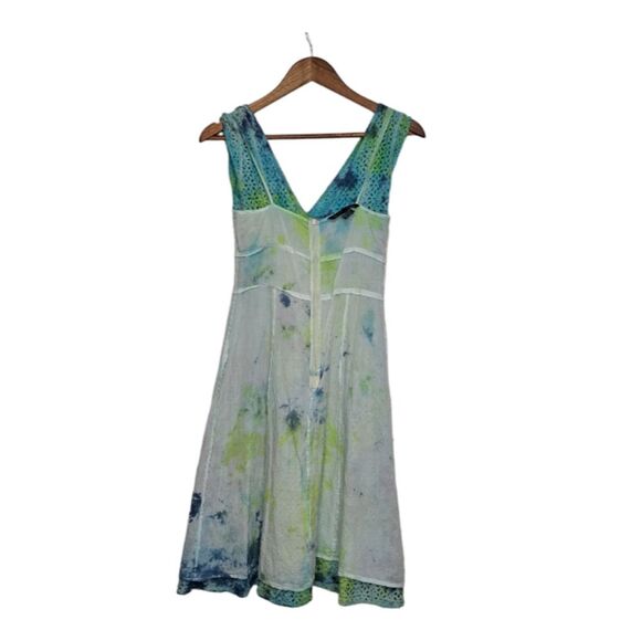French Connection Women's Dress #714AW Midi Daisy Lace V-Neck Size 4 Blue+Green - Picture 6 of 16